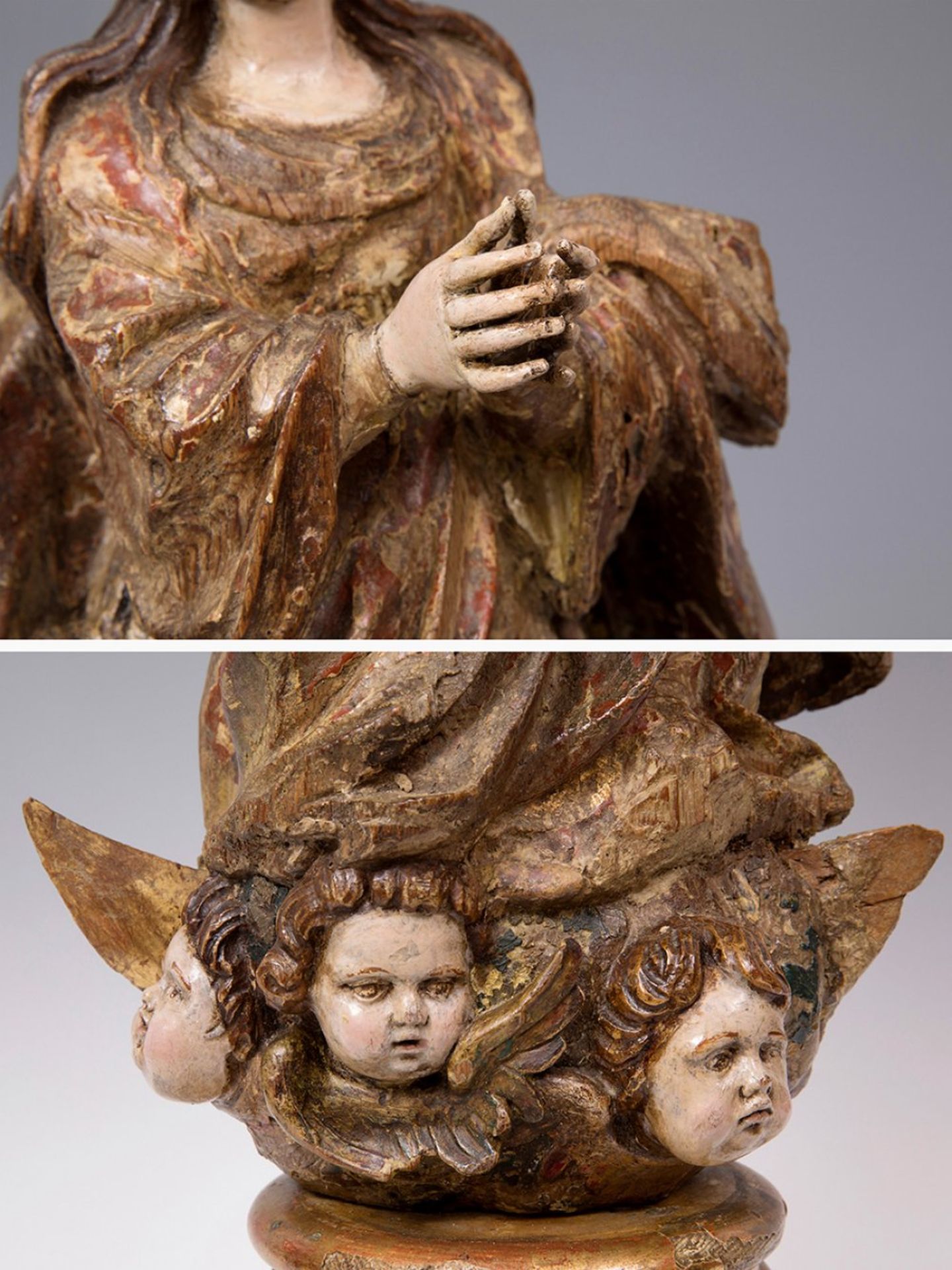 Granada school; late 17th century."Immaculate Conception".Carved and polychromed wood.It has - Bild 4 aus 6