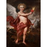 Attributed to JAN BOECKHORST (Münster, 1604 - Antwerp, 1668)"Cupid".Oil on canvas. Re-tinted.It