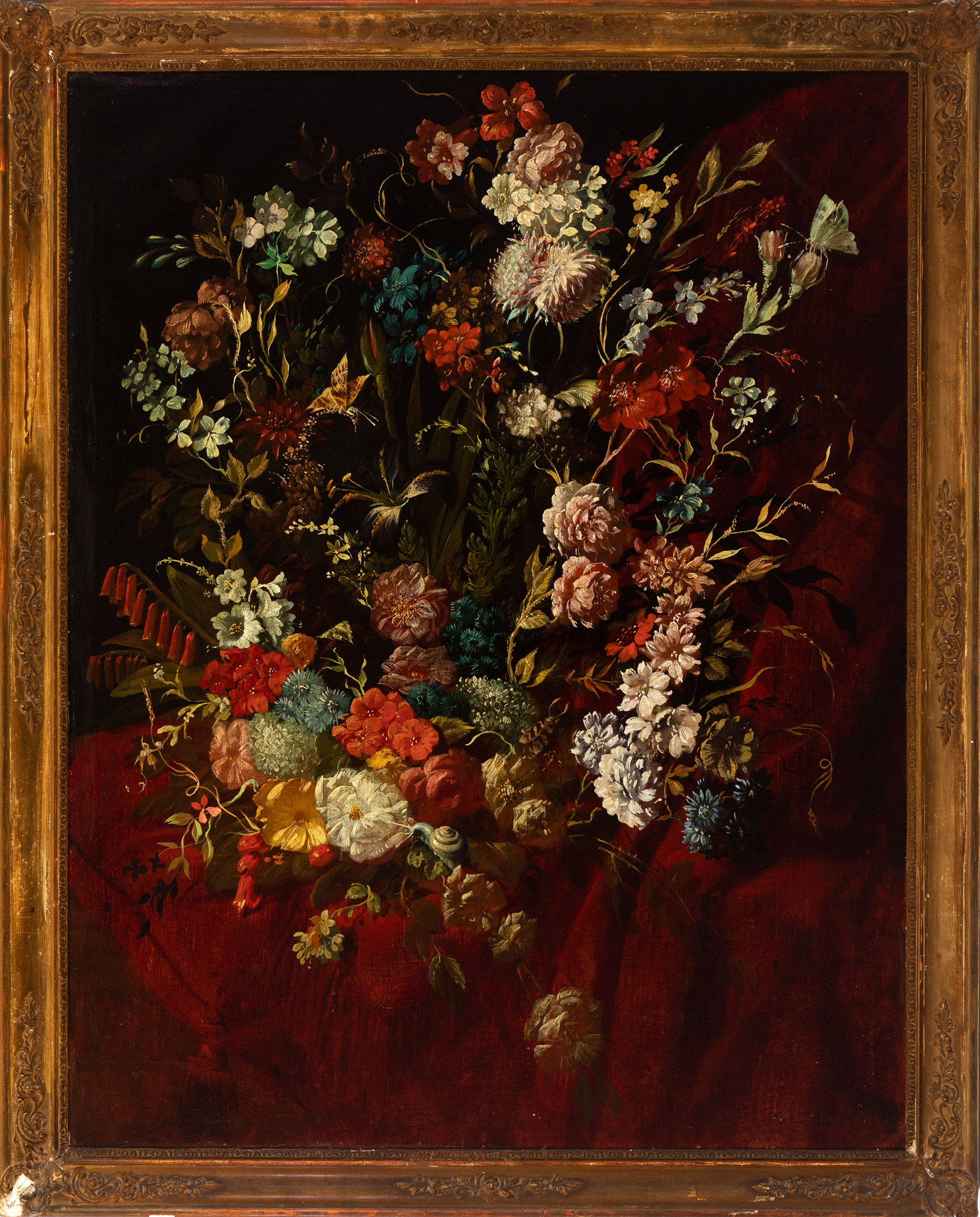 Spanish school of the 18th century."Still life with flowers".Oil on canvas.With frame ca. 1830.Size: - Image 2 of 6