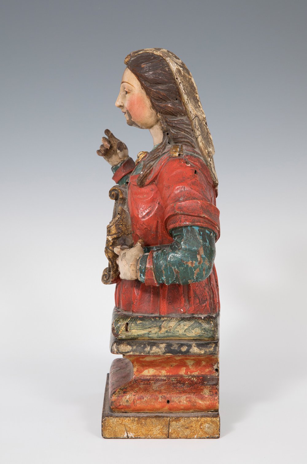 Spanish reliquary, ca. 1600."Saint".Carved and polychromed wood.Polychromy from the 18th century. - Image 4 of 7