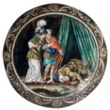 Limoges plate; France, second half of the 17th century.Copper and enamelled.Size: 14 cm (