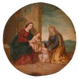 Italian school, circa 1600."Holy Family with Saint Elizabeth and Saint John the Baptist".Oil on