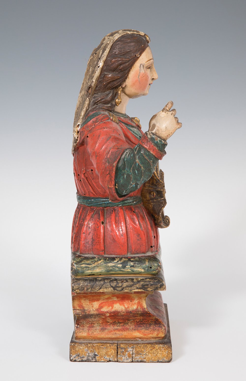 Spanish reliquary, ca. 1600."Saint".Carved and polychromed wood.Polychromy from the 18th century. - Image 5 of 7