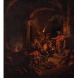 Dutch or French school; late 17th century."The Court of Miracles".Oil on canvas. Re-drawn.It