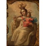 Novo-Hispanic school; second half of the 18th century."Virgin of La Merced".Oil on canvas glued to