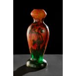 FRANÇOIS THEODORE LEGRAS. France, ca. 1910.Art Nouveau vase.Blown glass with various layers of