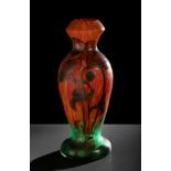 Art Nouveau vase FRANÇOIS THEODORE LEGRAS. France, ca. 1910.Hand-painted blown glass.Signed on the