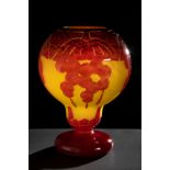 VERRERIES SCHNEIDER-LE VERRE FRANÇAIS. France, ca. 1925.Art Deco "Groseilles" vase.Acid etched and