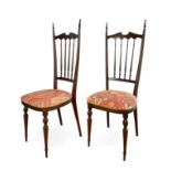 Pair of Chiavarine chairs, GIUSEPPE GAETANO DESCALZI style (1767-1855).Wood with mahogany finish and