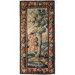 Verdure" tapestry, French manufacture, early 18th century.Wool. Hand-woven.Measurements: 255 x 121