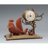 Late 19th century French clock.Bronze and carnelian agate.Paris type movement, cylinder