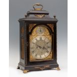 George II Bracket Clock, signed J.RICHARD. London, mid 18th century.Ebonised case with bronze