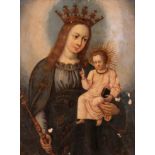 Spanish school of the first half of the 16th century."The Crowned Virgin and Child Jesus".Oil on