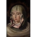 Spanish school; 16th century."Saint Veronica".Oil on panelIt conserves a period frame.