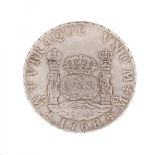 8 reales coin of Carlos III, mint of Mexico, 1768.Sterling silver.Measures: 38,20 mm in diameter.