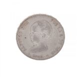 Coin of 5 pesetas of Alfonso XIII, 1888.Silver of 0,900 thousandths.Weight: 25 grs. (each one).