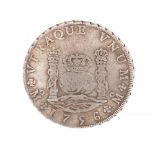 8 reales coin of Ferdinand VI, mint of Mexico, 1756.Sterling silver.Measures: 38,20 mm in diameter.