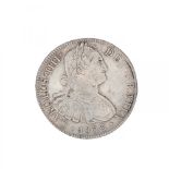 Coin of 8 reales of Charles IV, mint of Mexico, 1802.Silver of 0,900 thousandth.Measures: 39,77 mm