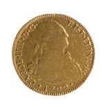 Gold coin of 4 escudos. Year 1799.Measures: 29,6 x 1 mm (diameter).Weight: 10,8 g.