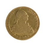 Gold coin of 2 escudos. Mint of Madrid. Year 1795.Measures:22,4 x 1 mm (diameter).Weight: 6,6 g.
