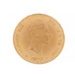 25 peseta coin of Alfonso XII, 1879.Gold of 0,900 thousandths.Weight: 8,06 grams.Measures: 24mm