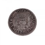 One real coin of Carlos III, mint of Mexico, 1770.Sterling silver.Measurements: 20,36 mm in
