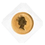 Australian gold coin of 25 dollars. Year 1990Since 1986 the Australian Nugget gold coins have been