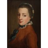 French school, mid-18th century."Portrait of a Lady.Oil on panel.Engatillada.Repainting.