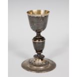Alms chalice; 17th century.Silver.Measurements: 20 x 12,8 x 12,8 cm.Weight: 309.6 grams.With a