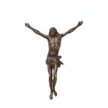 Spanish Christ from the 18th century.Patinated bronze.Measurements: 13 x 12 cm.Christ of patinated