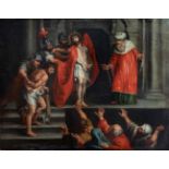 Spanish school of the 17th century."Ecce Homo".Oil on canvas.Measurements: 84 x 105 cm; 102 x 122 cm