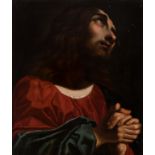 Italian school; 17th century."Christ in prayer".Oil on canvas. Re-coloured.It presents repainting
