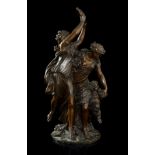 CLAUDE MICHEL CLODION (Nancy, 1738 - Paris, 1814)."Bacchic courtship".Blued bronze. Edition 18th