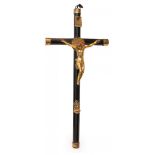 Christ on the cross 17th century.In solid ebony with gilded bronze.Measurements: 27 x 22 cm (