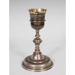 Alms chalice; 18th century.Embossed silver.It has the silversmith's stamp on the base.