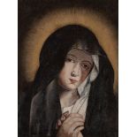 Spanish follower of GIOVANNI BATISTA SALVI "SASSOFERRATO", 17th century."Mater Dolorosa".Oil on