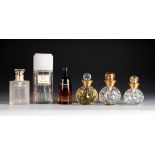 Set of six fragrances by CHRISTIAN DIOR. Late 20th, early 21st century.Moulded glass. Plastic caps.