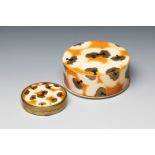Powder compact and powder box COTY. France ca. 1930.Metal, enamel and lithographed cardboard.
