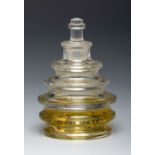 RENÉ LALIQUE (Ay, France, 1860- Paris, 1945).Bottle for Worth "Imprudence", ca. 1940.Moulded glass.