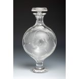 LALIQUE. France ca. 1970.Perfume bottle.Moulded and satin-finished glass.Signed on the reverse of