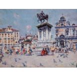 ANTONIO REYNA MANESCAU (Coín, Málaga, 1859 - Rome, 1937)."Colleoni Monument, Venice".Oil on canvas.