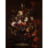 GABRIEL DE LA CORTE (Madrid, 1648 - 1694)."Vase with flowers".Oil on canvas. Re-coloured.It has