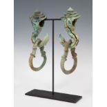 Palanquin hooks, Khmer; Cambodia, Angkor period, 13th century.Bronze and iron fittings.Damaged.