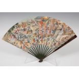 Fan; China, Qing Dynasty, 19th century.Wood and wallpaper.Measurements: 31 x 3 cm.In China, the