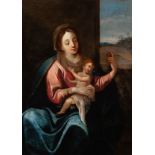 Spanish school of the 18th century."Virgin and Child".Oil on copper.With Dutch style frame.