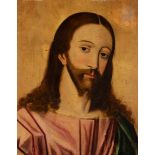 Spanish school; 17th century."Christ".Oil on panel.It has restorations and faults.Damage to the