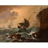 Follower of ÉMILE JEAN-HORACE VERNET (France, 1789-1863); French School, 18th century."Shipwreck.Oil