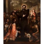 Attributed to FRANCISCO MENESES OSORIO (Seville, c. 1640 - 1721)."Saint Francis Xavier on pilgrimage