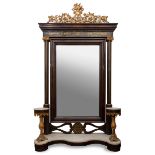 Elizabethan hall mirror, XIX century.Mahogany wood and marble.Measurements: 297 x 170 x 65 cm.Mirror