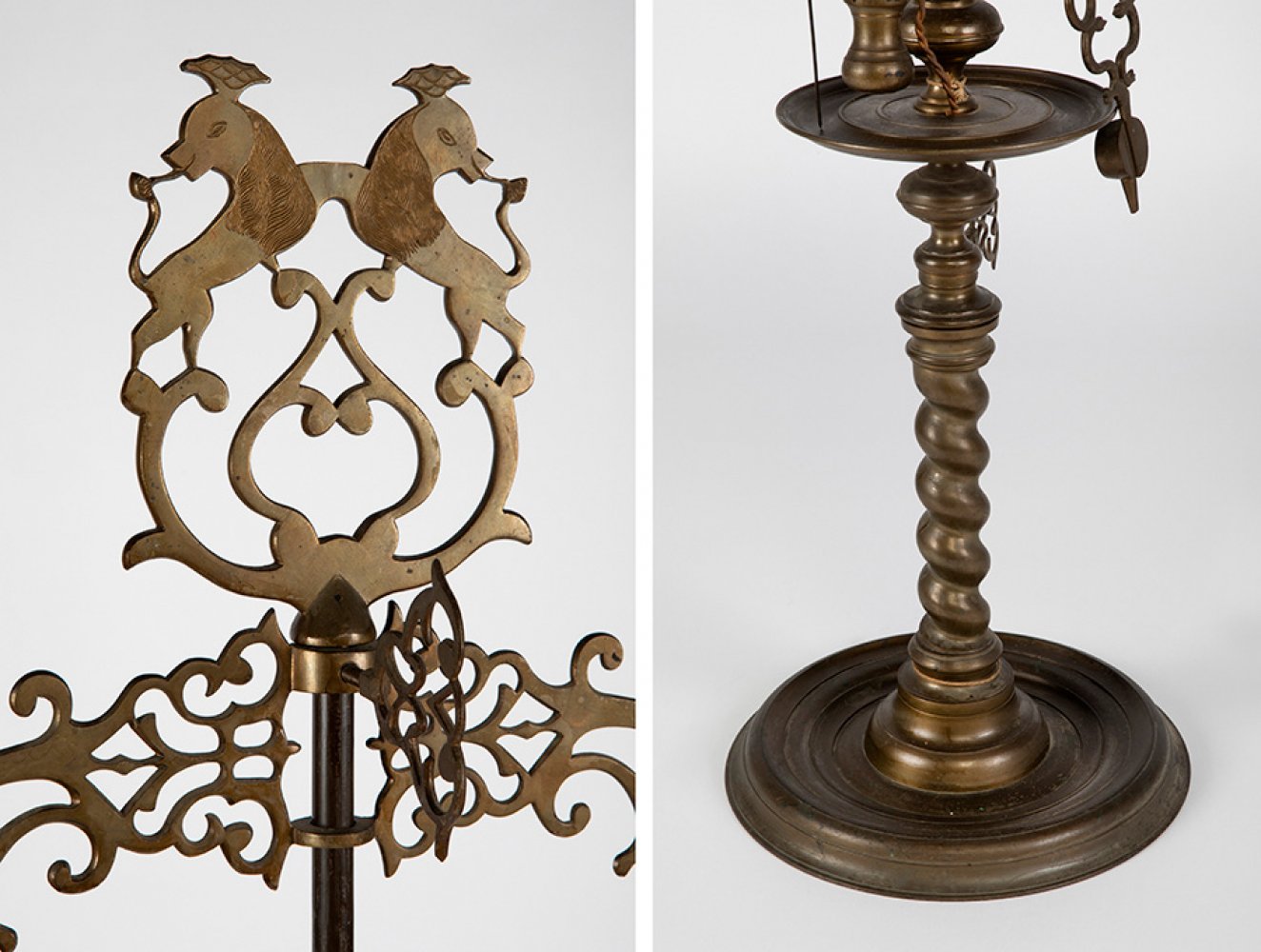 19th century oil lamp.Bronze.Later electrified. Preserves all the bulbs.Measurements: 146 x 50 x - Image 2 of 7